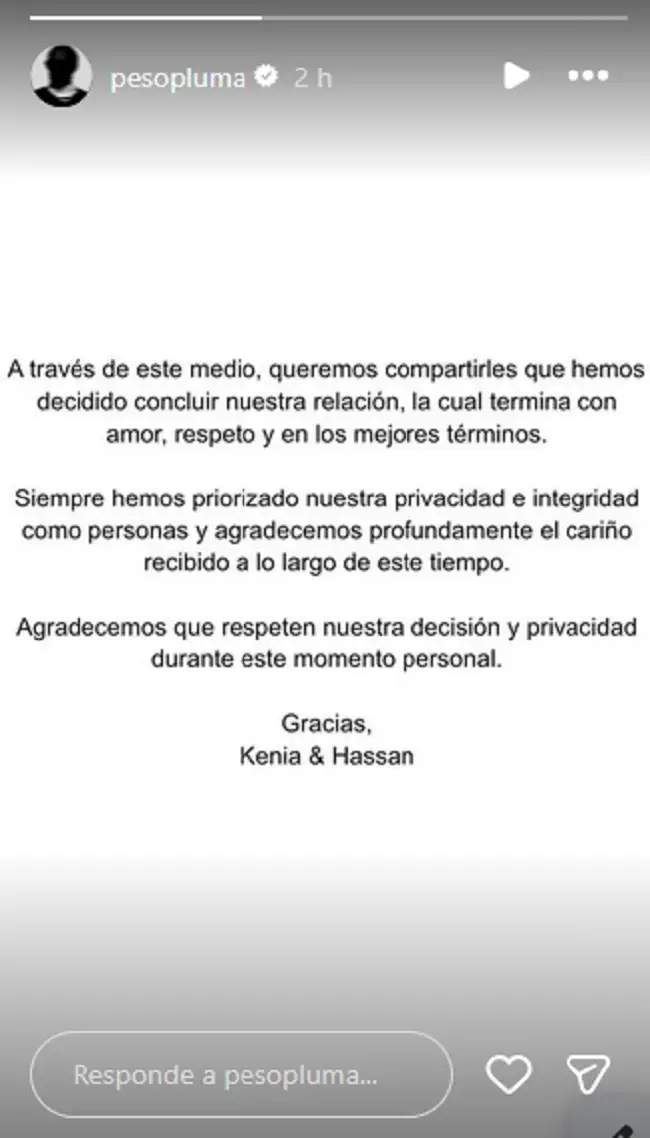 Kenia Os y Peso Pluma confirman el fin de su relación