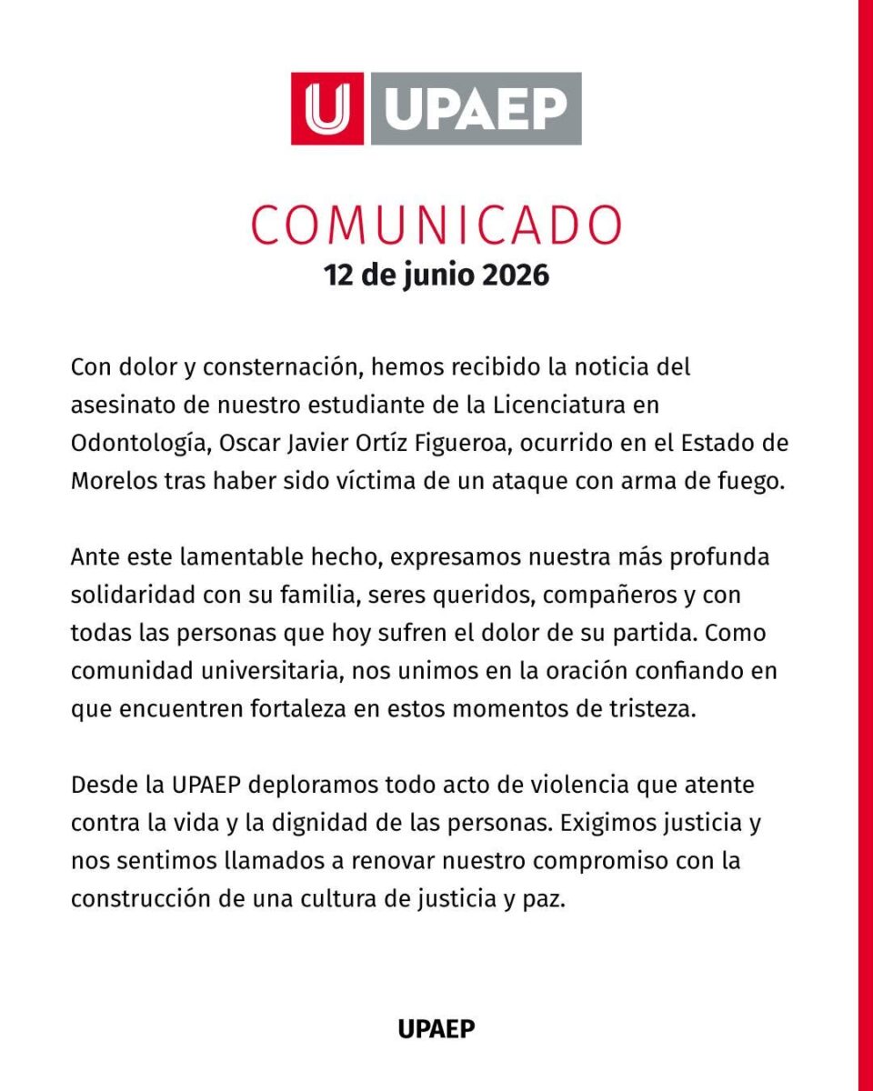 Estudiante de la UPAEP fue asesinado a balazos durante un retén
