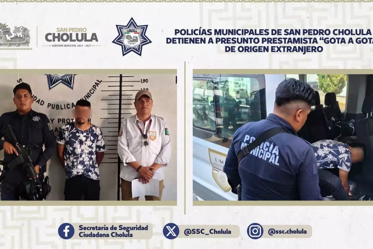 Policias municipales de San Pedro Cholula detienen a presunto prestamista gota a gota de origen extranjero 2