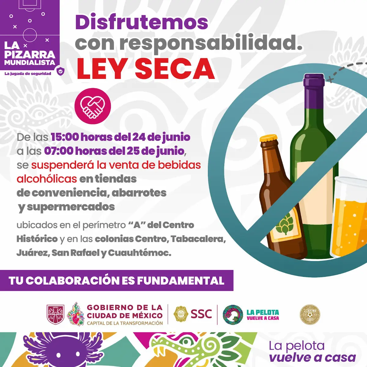 Cero alcohol en el Fan Fest: CDMX aplicará la Ley Seca para el México vs Chequia 2 Cero alcohol en el Fan Fest: CDMX aplicará la Ley Seca para el México vs Chequia