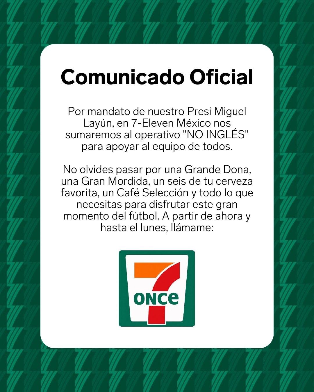7-Eleven se suma a campaña No inglés | Foto: Cortesía