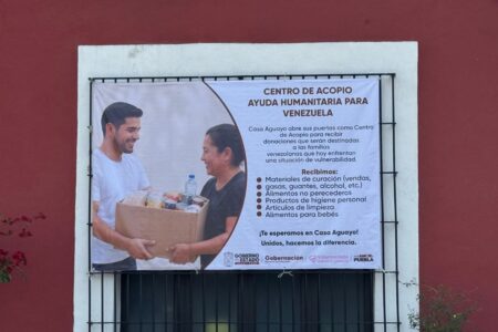 Gobierno estatal instala centro de acopio para Venezuela en Puebla