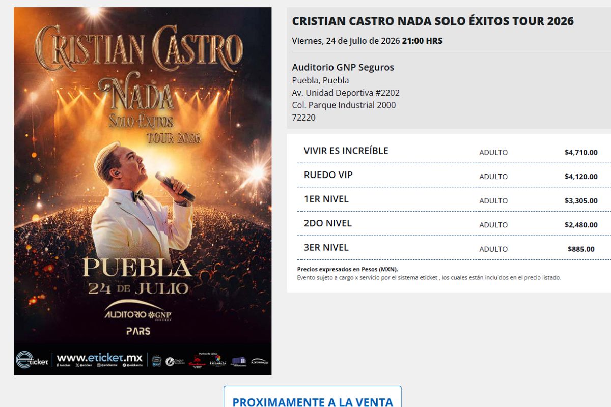 Cristian Castro vuelve a Puebla
