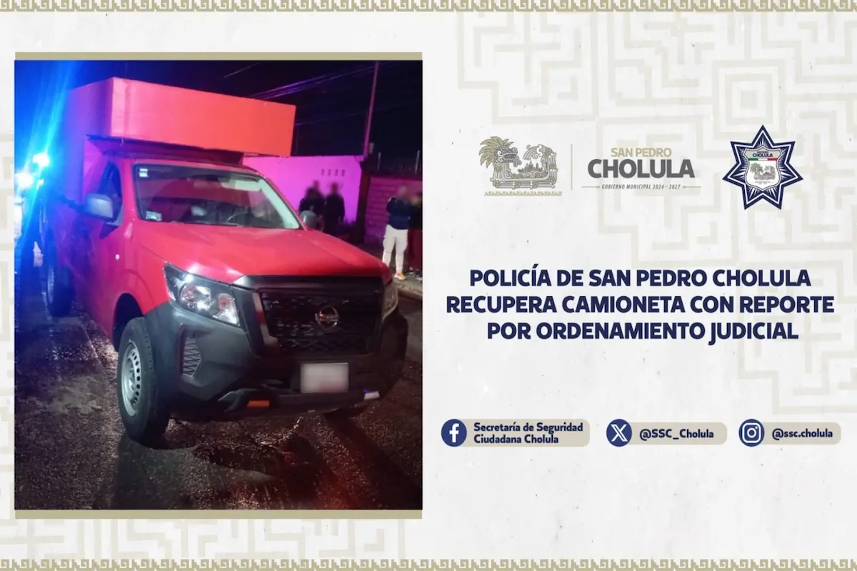 Policía de San Pedro Cholula recupera camioneta con reporte por ordenamiento judicial 8 Policía de San Pedro Cholula recupera camioneta con reporte por ordenamiento judicial