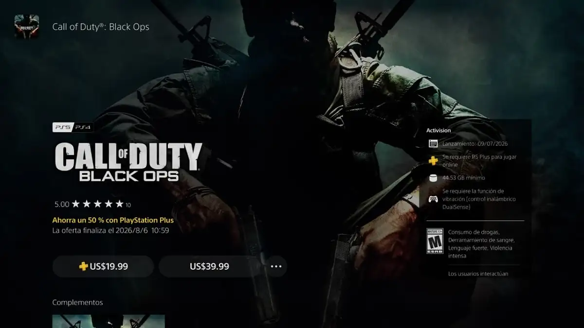 Este es el precio de Black Ops para PlayStation 4 y 5