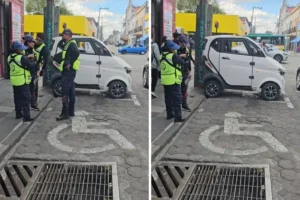 Tiktoker poblano estacionó su auto en espacio para motos