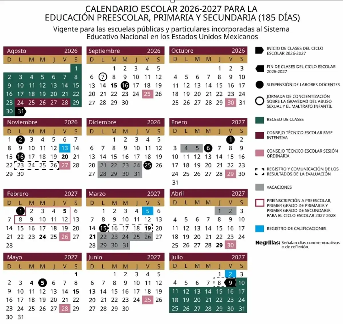 SEP publica calendario escolar 2026-2027: estos son los puentes y vacaciones