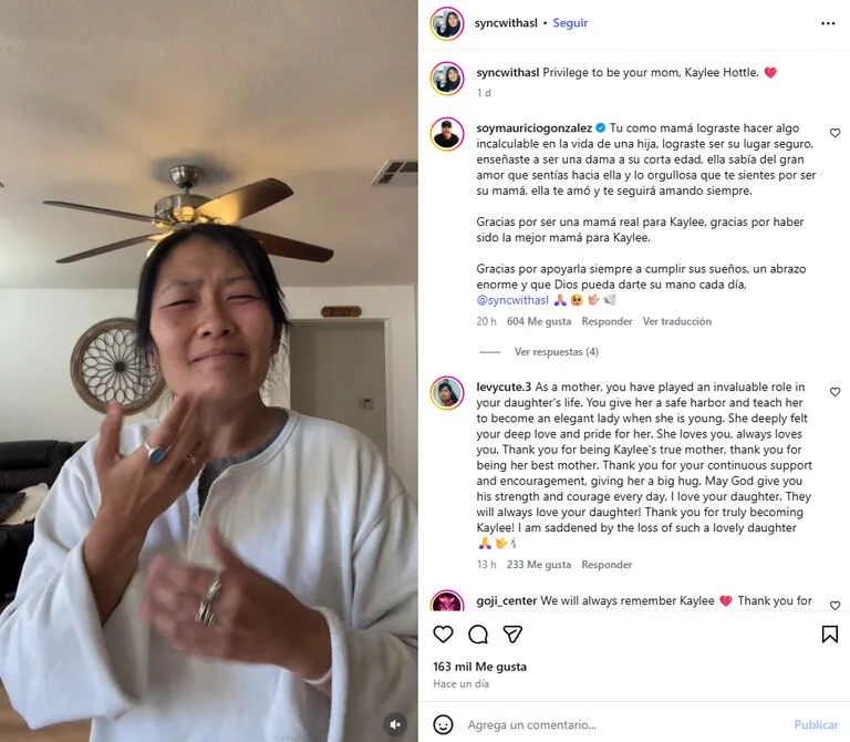 Madre de Kaylee Hottle comparte emotiva despedida tras la muerte de la actriz