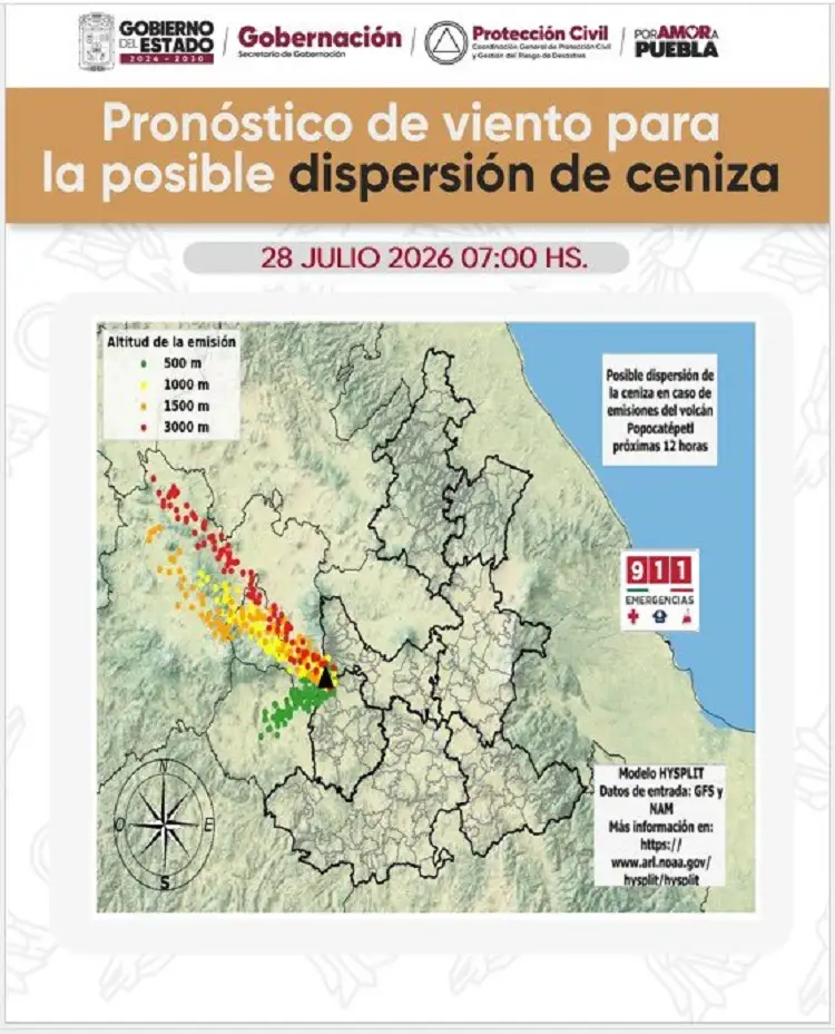 Van más de 120 exhalaciones del volcán Popocatépetl hoy