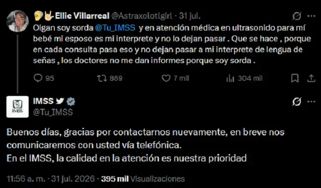 Embarazada sorda acusó discriminación y así contesta el IMSS