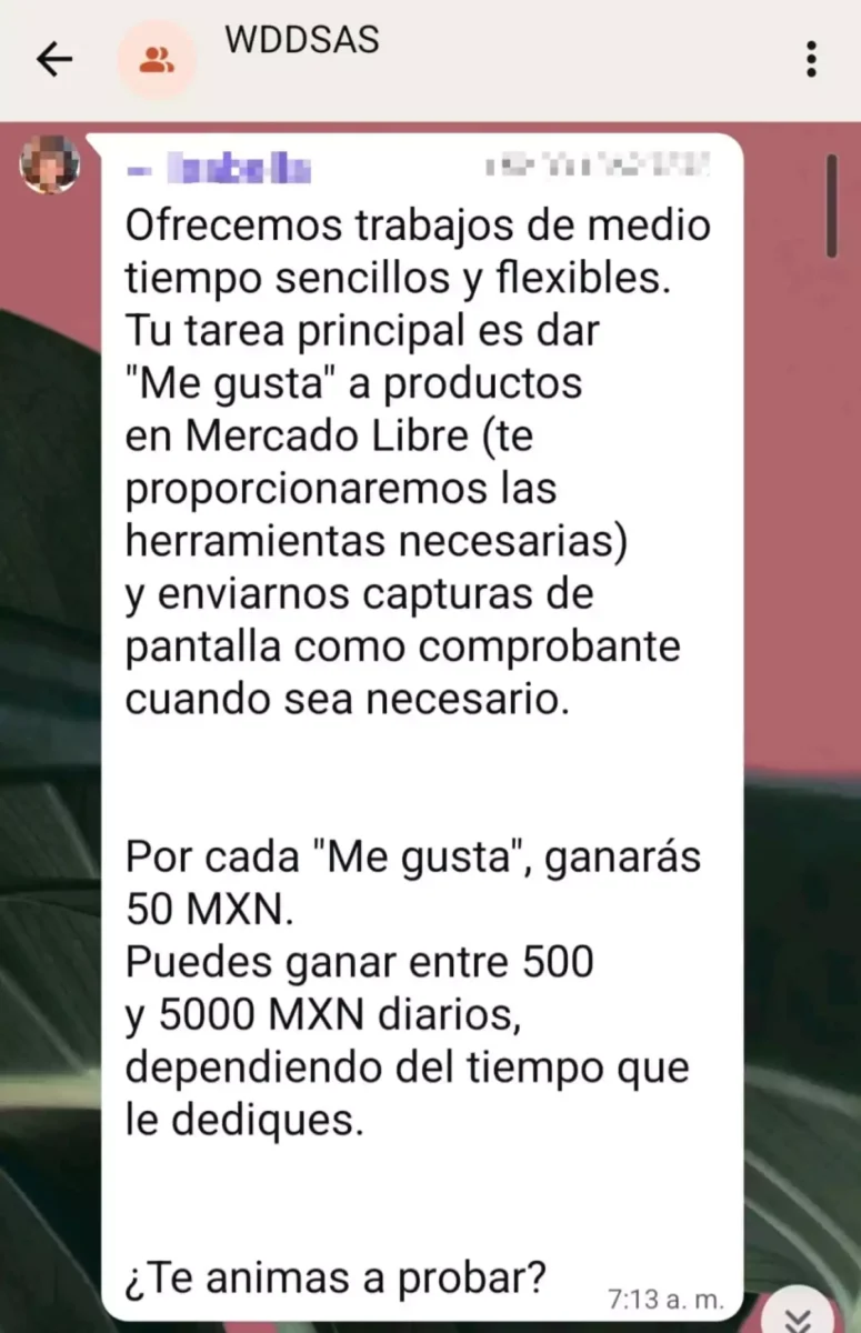 ¿Te ofrecen dinero por dar “Me gusta”? Así opera esta estafa laboral en Mercado Libre 2 Así opera esta estafa laboral en Mercado Libre