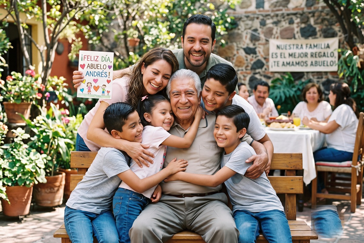 Abuelos conviven con sus nietos en el Día del Abuelo en México | Foto: Cortesía