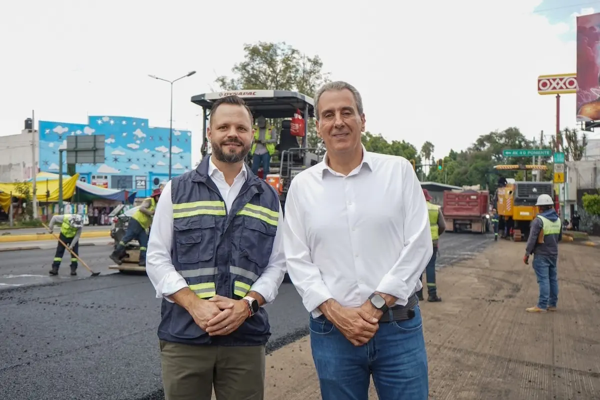 Supervisa Pepe Chedraui trabajos del Tren Capitalino de Pavimentación en bulevar Héroes del 5 de Mayo