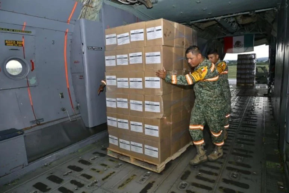Fuerza Aérea Mexicana manda ayuda a Colombia con 58.5 toneladas de despensas | Foto: Cortesía