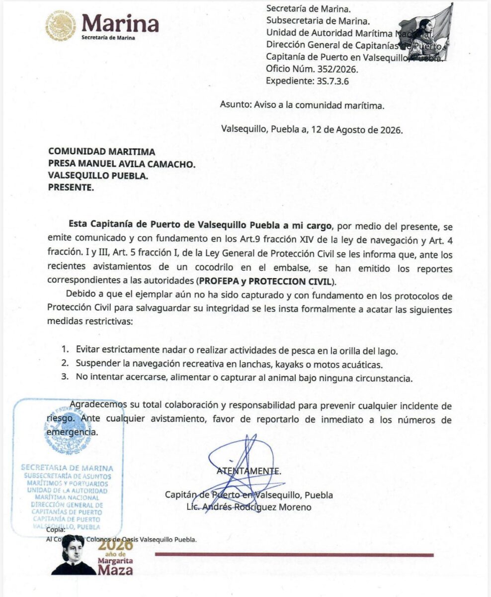 Hay un cocodrilo en Valsequillo