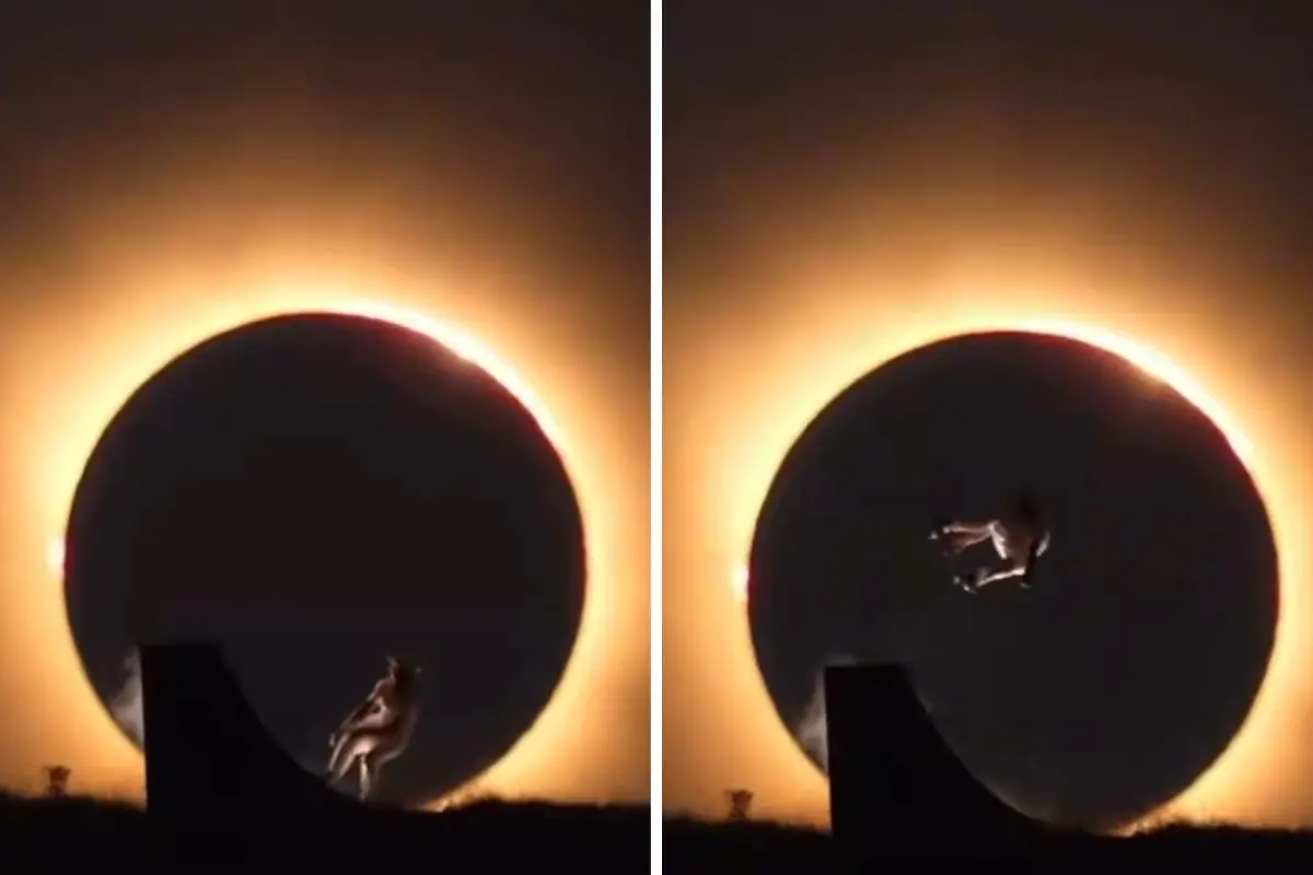 Así fue el truco de Danny León en el eclipse solar total