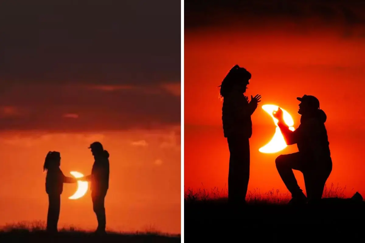 Hombre pidió matrimonio durante el eclipse solar a su novia