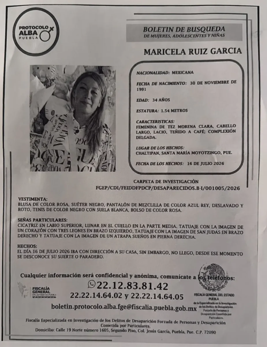 
Detienen a presunto implicado en desaparición de Maricela Ruiz en Texmelucan