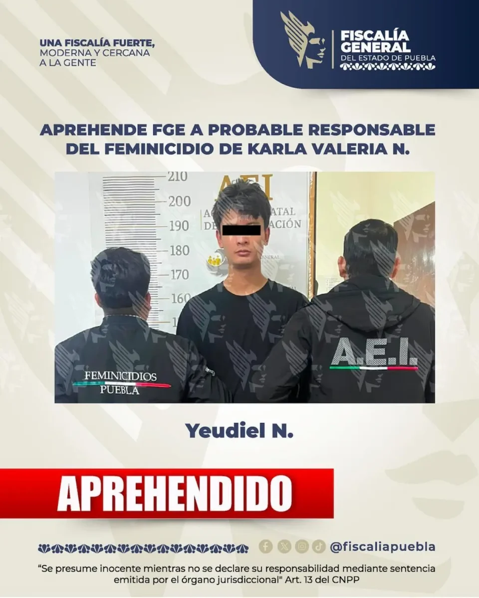 Detienen a esposo de Karla Valeria, joven hallada sin vida en Puebla