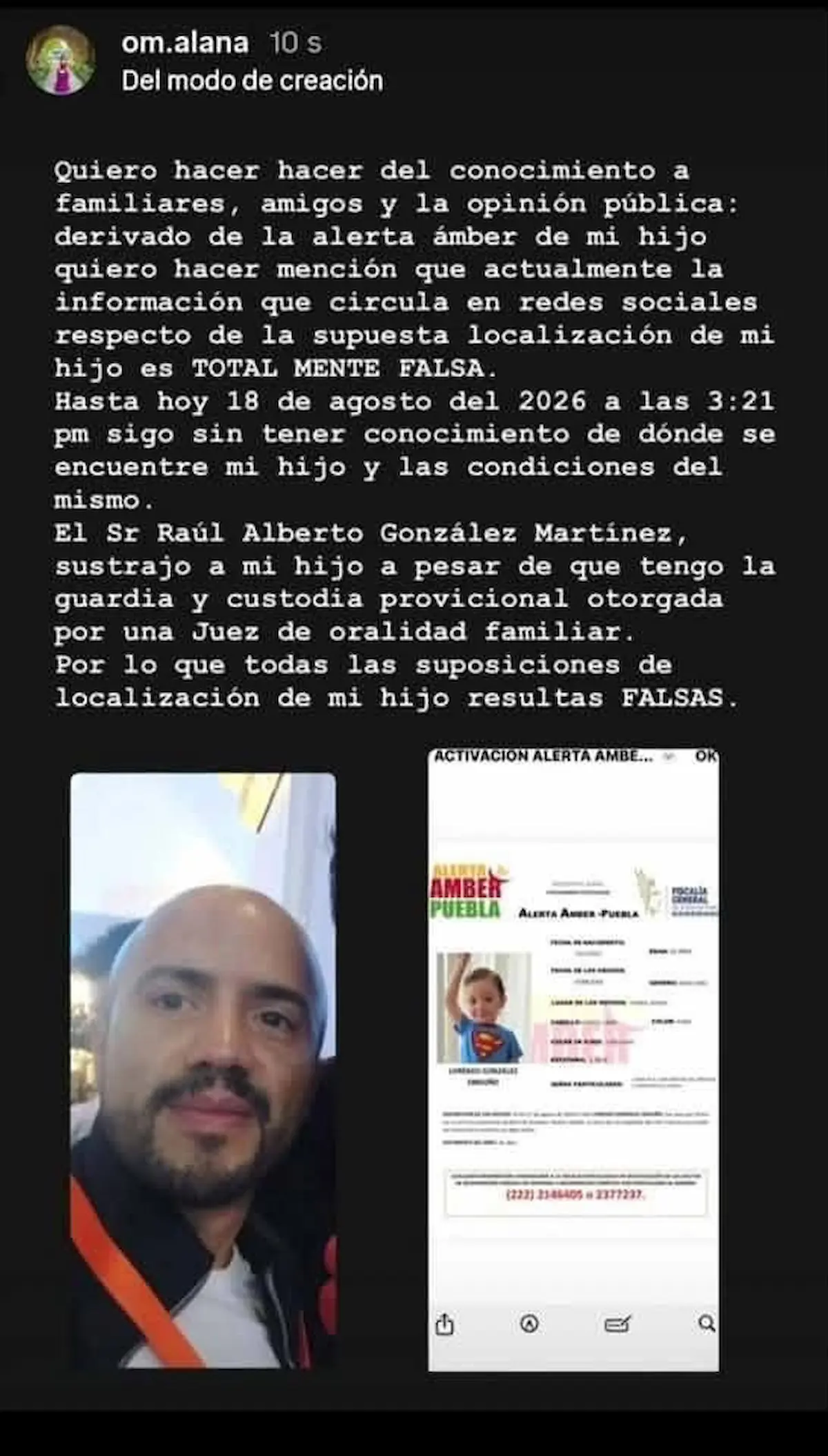 Lorenzo González fue sustraído por padre en Puebla, acusa madre del menor