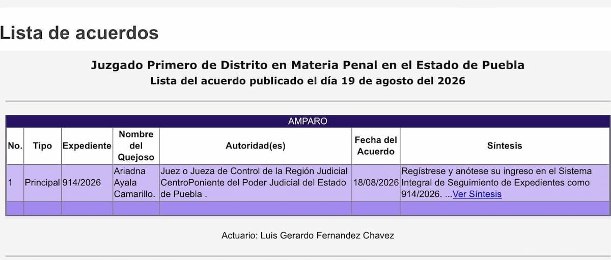 Ariadna Ayala tramitó un amparo 