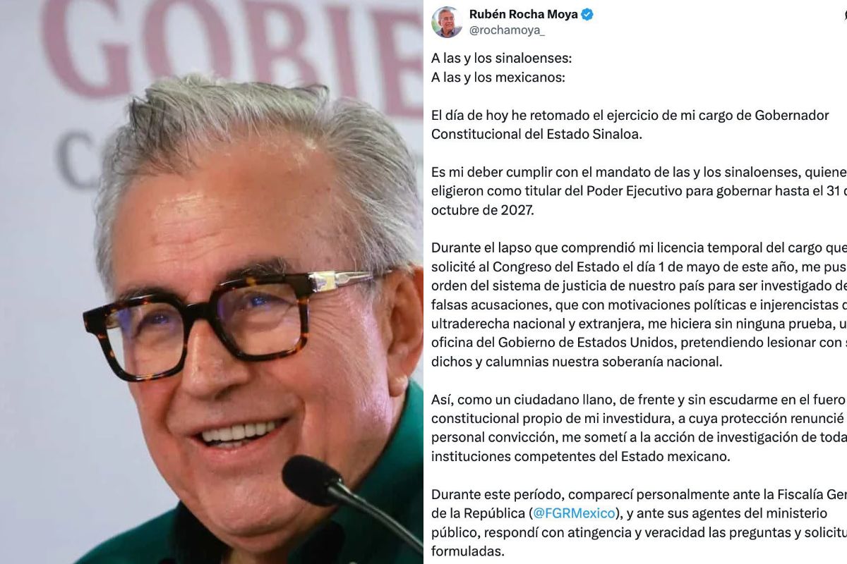 Rubén Rocha regresa como gobernador de Sinaloa tras 112 días de licencia 6 Rubén Rocha Moya regresa como gobernador de Sinaloa | Foto: Cortesía