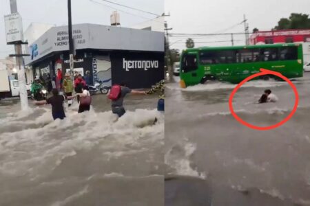 Corriente arrastra a dos mujeres durante fuerte lluvia en Guadalajara