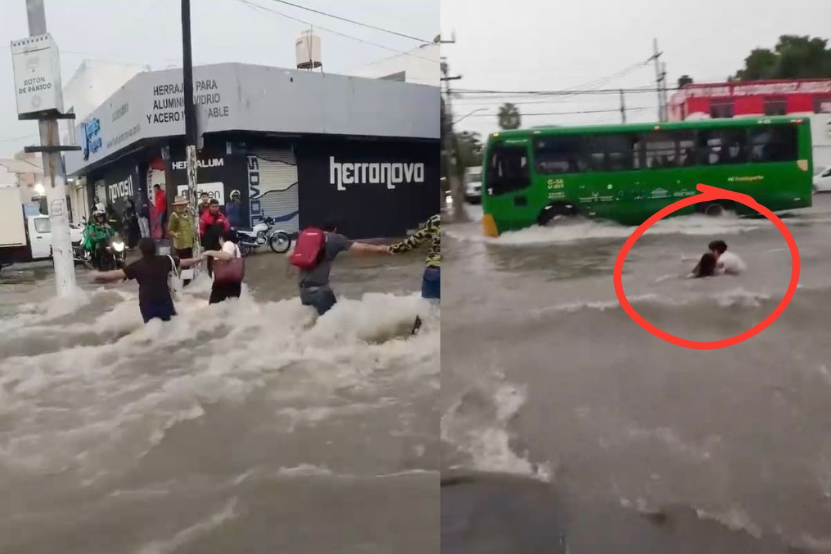 Corriente arrastra a dos mujeres durante fuerte lluvia en Guadalajara