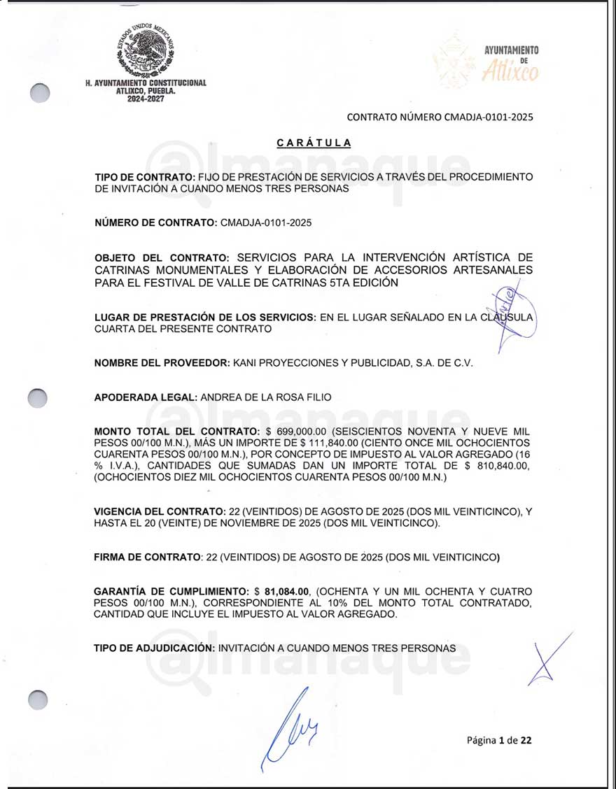 Costo del Valle de Catrinas aumenta 210% con Ariadna Ayala: empresas foráneas se benefician 9 documento catrinas 3