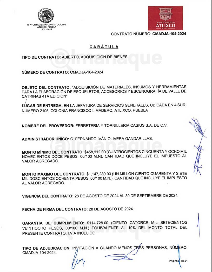 Costo del Valle de Catrinas aumenta 210% con Ariadna Ayala: empresas foráneas se benefician 8 documento catrinas 4