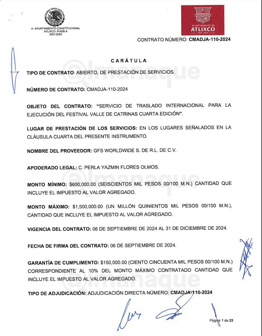 Costo del Valle de Catrinas aumenta 210% con Ariadna Ayala: empresas foráneas se benefician 6 documento catrinas 6