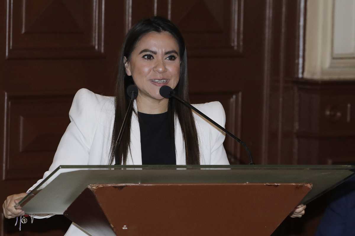 Olimpia Coral, activista poblana e impulsora de la Ley Olimpia, durante la presentación del documental Llamarse Olimpia | Foto: Cortesía