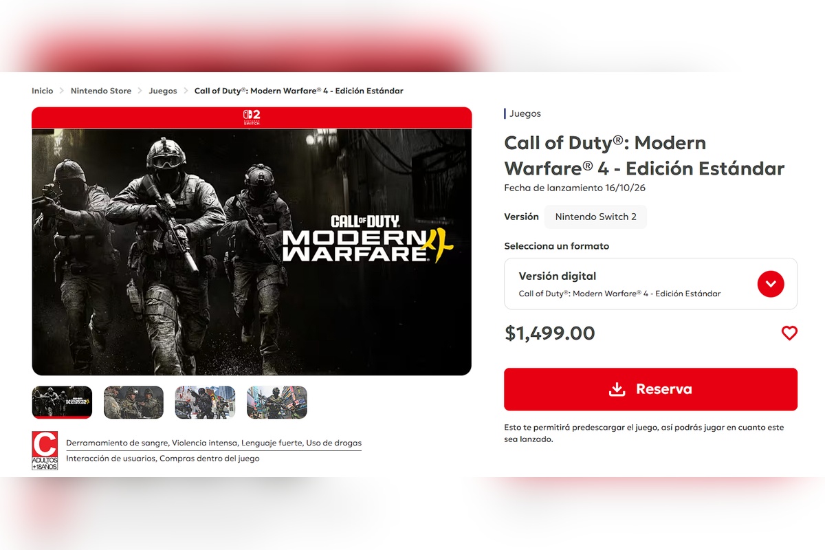 Modern Warfare 4 en Nintendo Switch | Foto: Nintendo