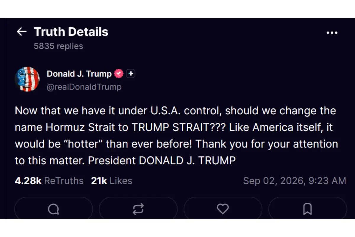 Trump quiere cambiar el nombre del estrecho de Ormuz