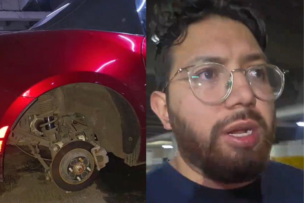 Roban llantas en Plaza Dorada; hallan Mazda sin neumáticos en el estacionamiento | Foto: jaircapitan