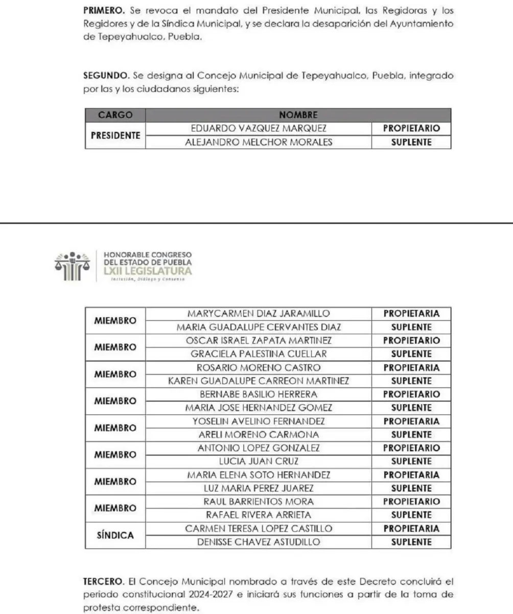 ¿Quiénes integrarán los Concejos municipales en Tepeyahualco? 