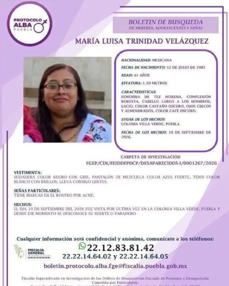 Investigan desaparición de Luisa Trinidad en el Morelos