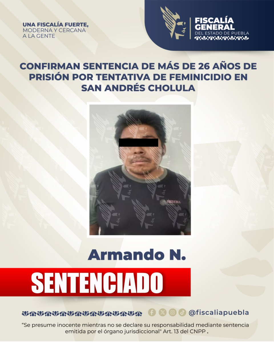 Armando es condenado por tentativa de feminicidio contra su madre en Cholula