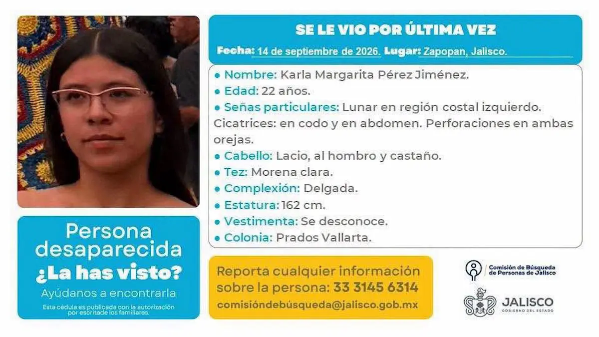 Karla Margarita es hallada sin vida en Jalisco