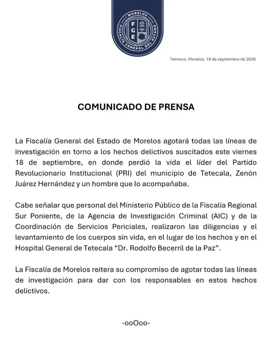 Asesinan a líder del PRI en Tetecala dentro de su casa