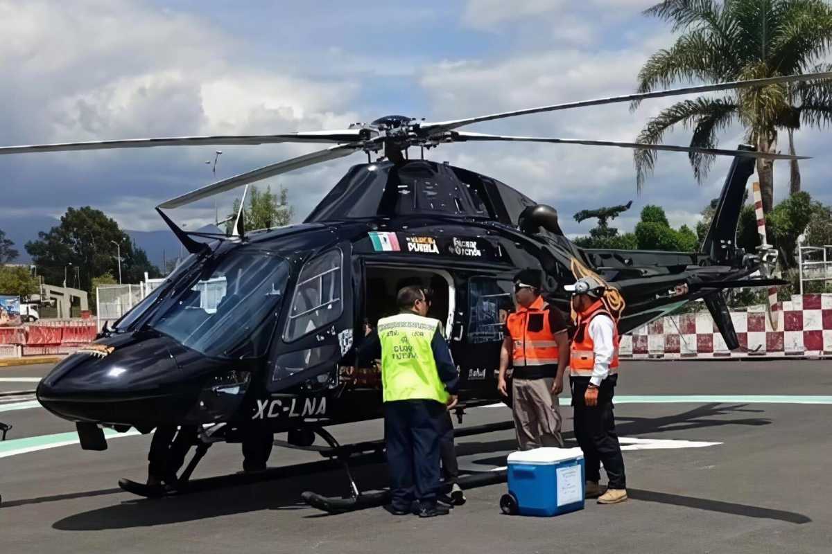 Ambulancia aérea del Gobierno de Puebla traslada un hígado para trasplante | Foto: Gobierno de Puebla