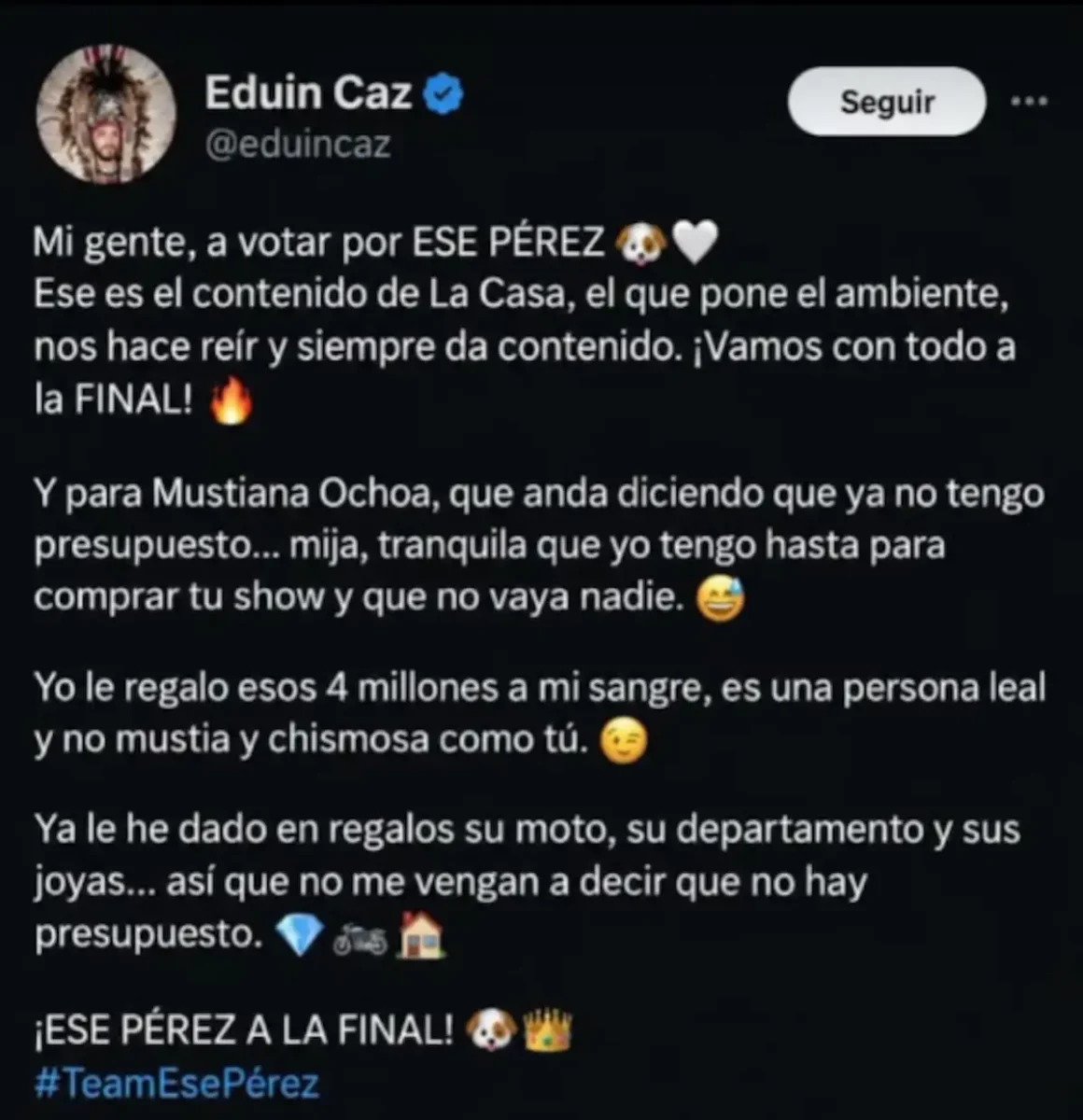 Eduin Caz desmiente ataques contra Mariana Ochoa y responde a rumores sobre Ese Pérez