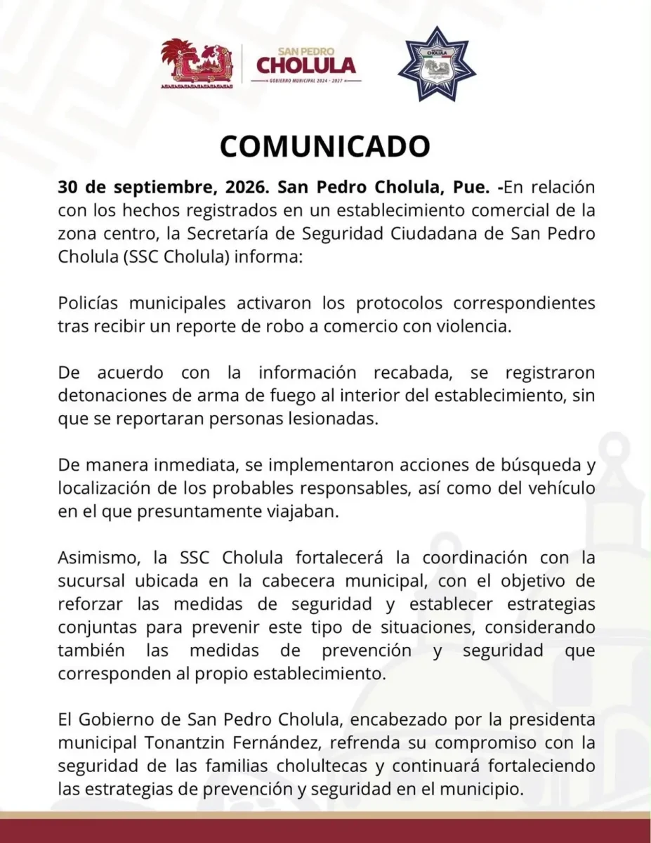 Disparan en violento asalto en Coppel de San Pedro Cholula