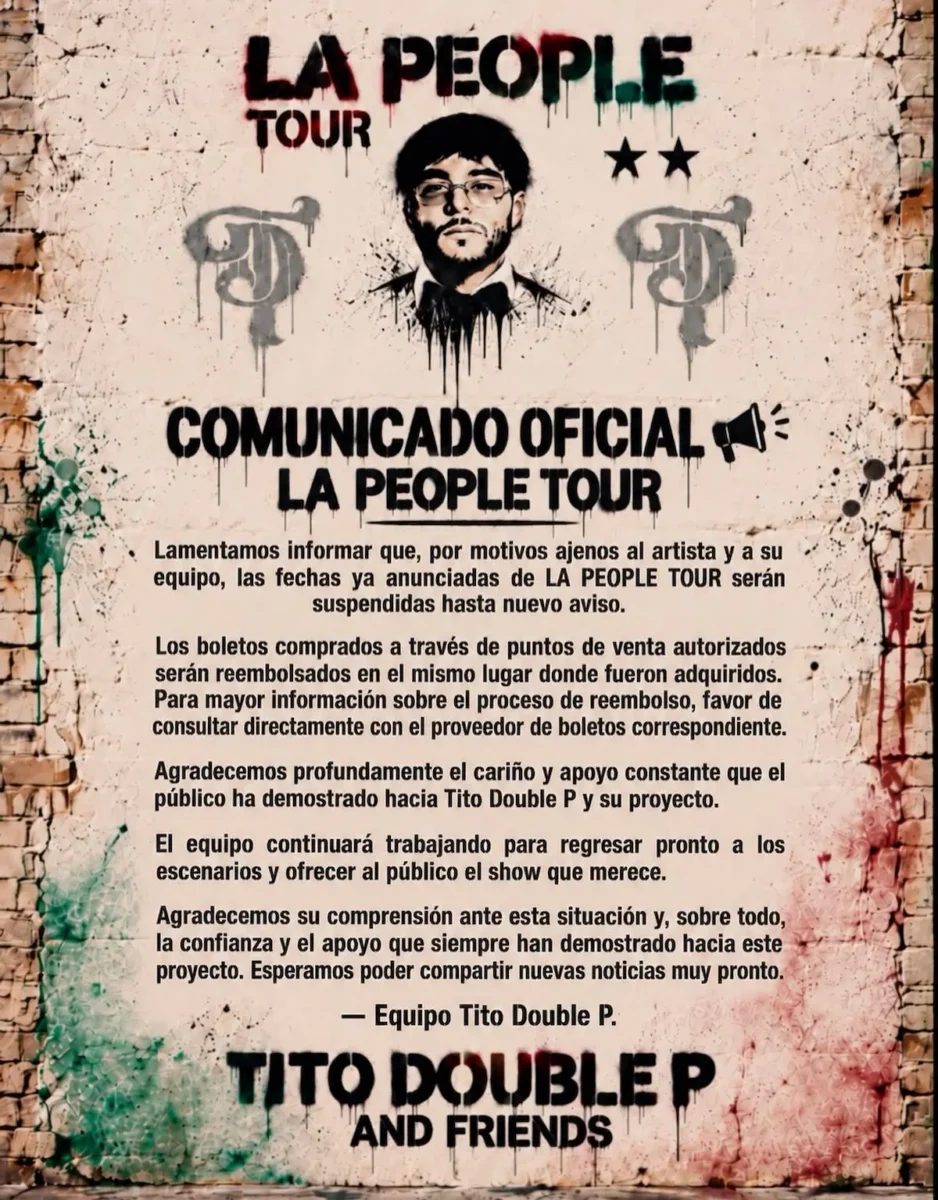Tito Double P cancela concierto en Puebla; boletos serán reembolsados 3 Tito Double P cancela concierto en Puebla