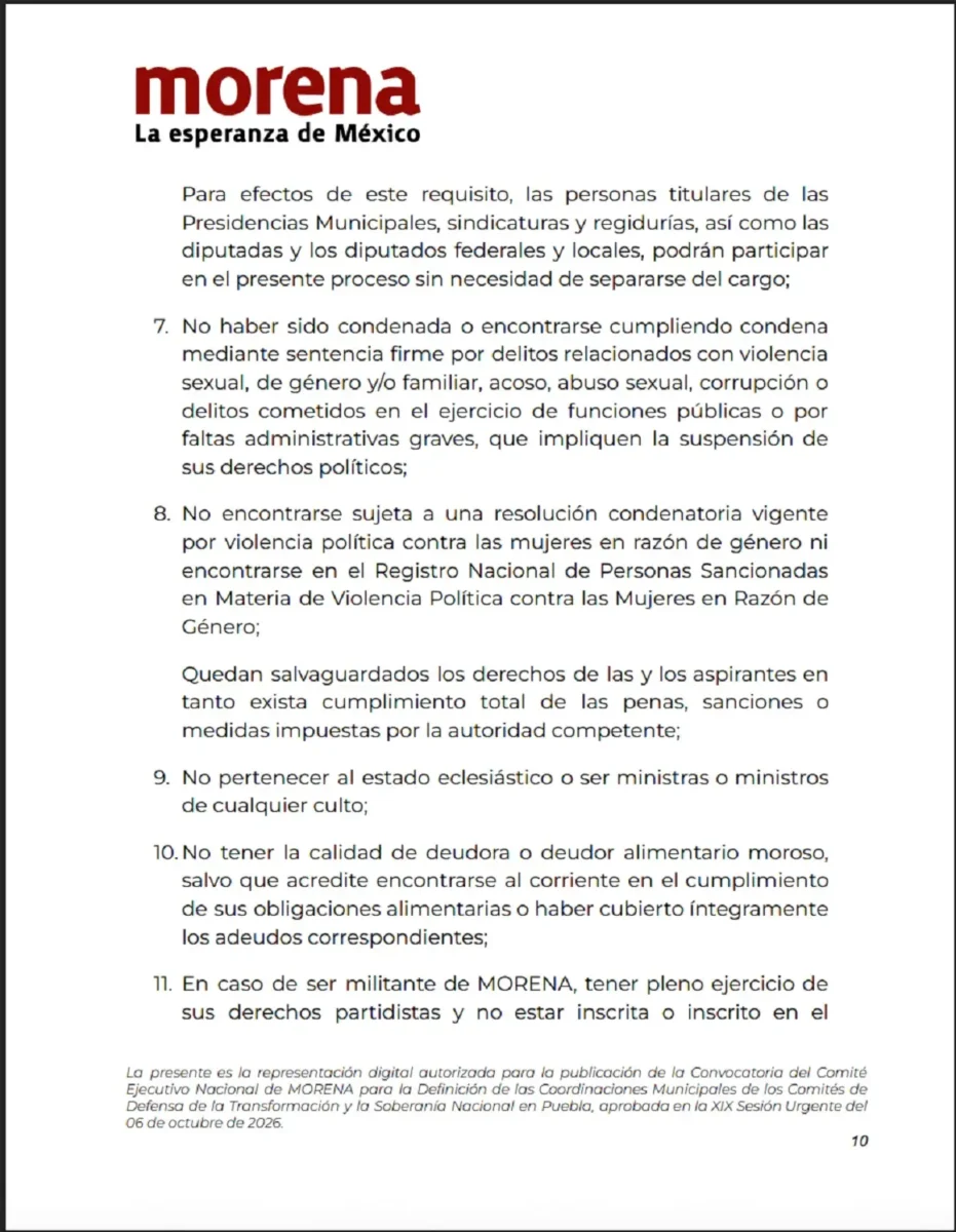 Alcaldes de Morena que quieran reelección en Puebla no necesitan licencia