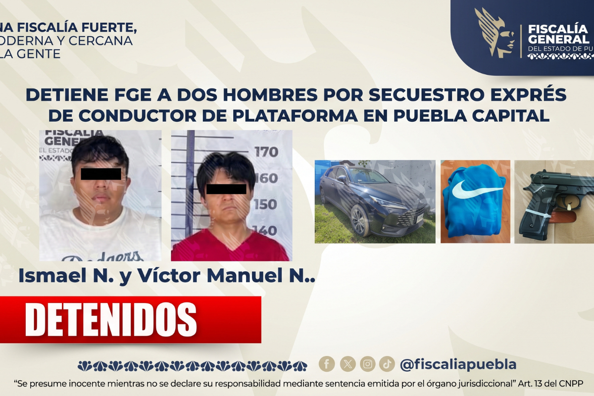 Detienen a dos hombres por secuestro exprés de conductor de plataforma 