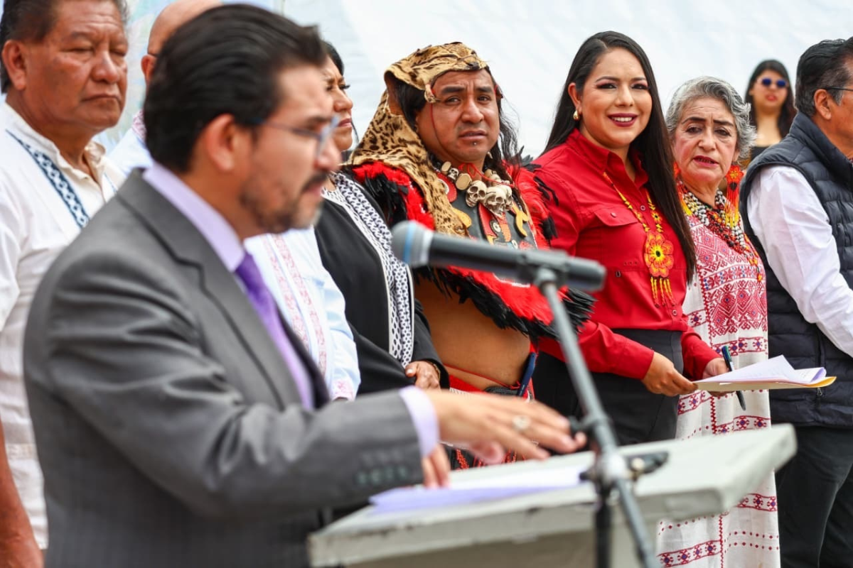 Encabeza Tonantzin Fernandez ceremonias civica y prehispanica conmemorativas de los 507 anos de la Matanza de Cholula 2