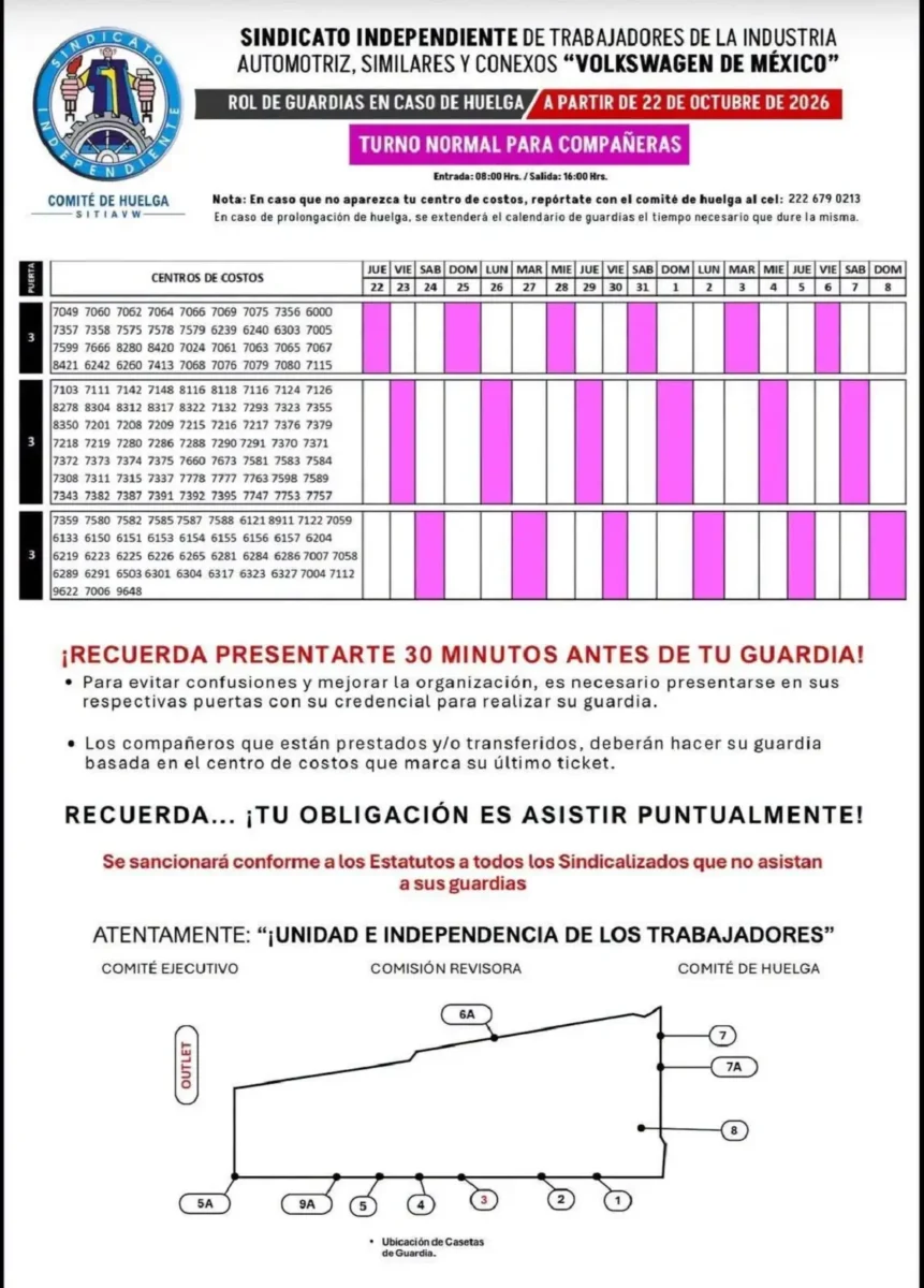 Sindicato de Volkswagen prepara huelga; hay calendario de paro