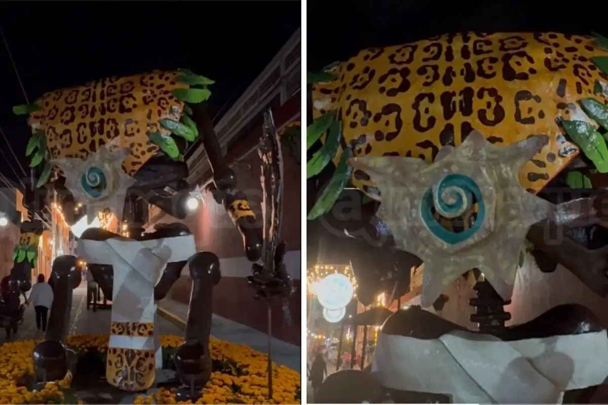 Catrina monumental en el zócalo de Atlixco colapsa