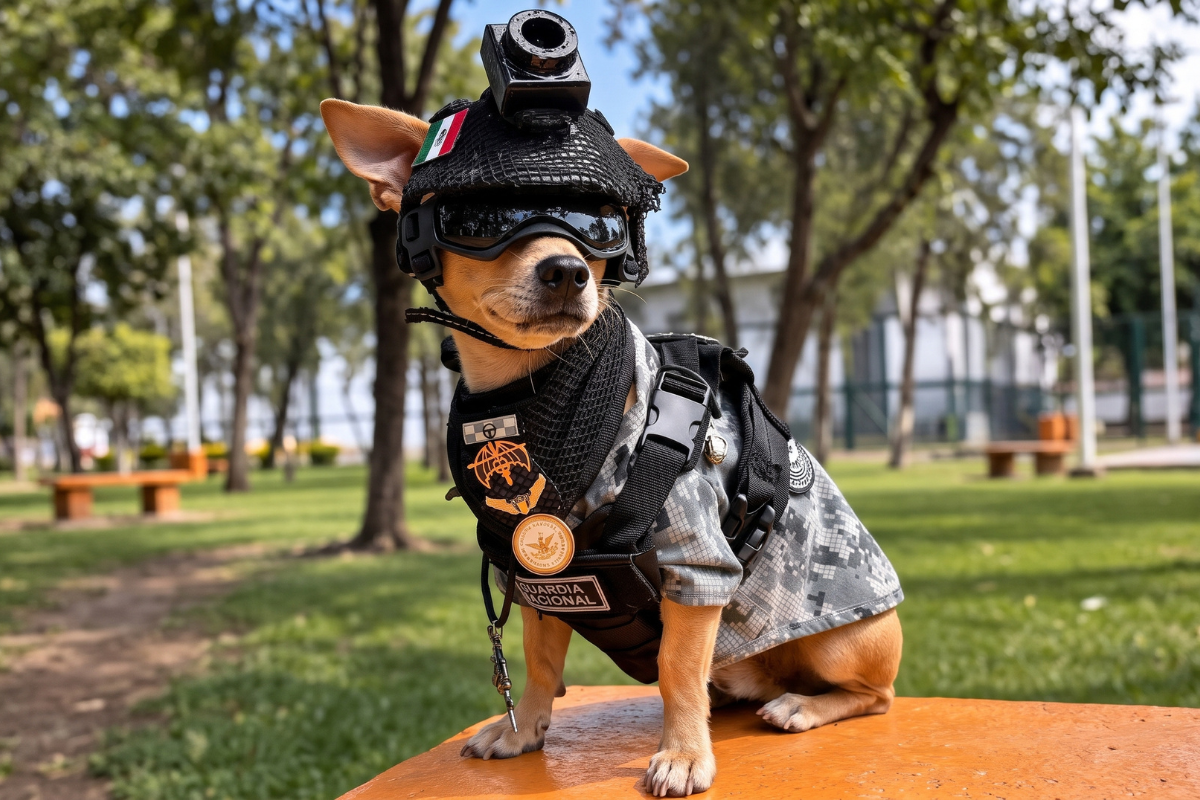 Siete kilos de ternura: conoce a Comando Chihuahua, el perrito de la Guardia Nacional